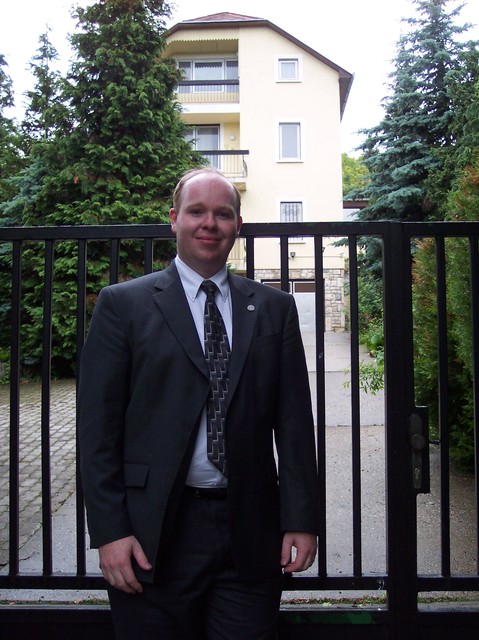 Steve in front of the old Hungary Budapest Mission home