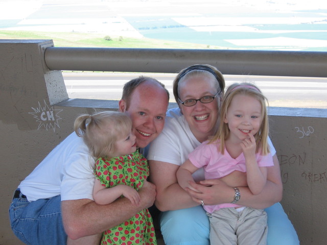 Steve, Camille, Sarah, and Emma overlooking Pendleton, OR