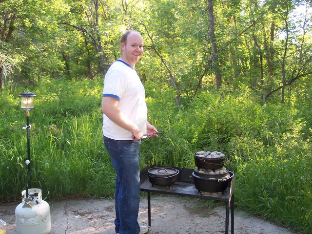 Steve cooking at Rock Canyon Campground