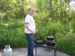 Steve cooking at Rock Canyon Campground