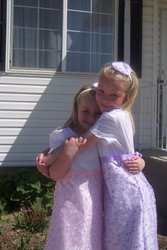 Emma and Sarah in Easter Dresses