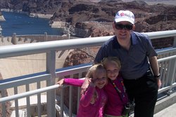 Emma and Sarah with David at Hoover Dam