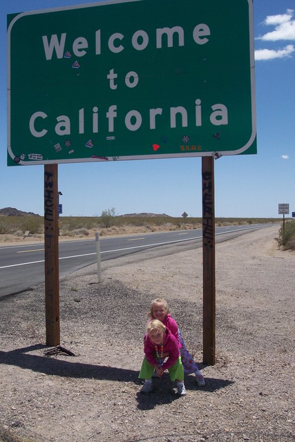 Emma and Sarah at Nevada/California State Line