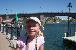 Emma at Lake Havasu in front of London Bridge
