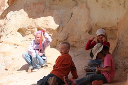 Emma and Sarah with Aedin and Winrey Richardson on the Little Wild Horse Canyon Trail