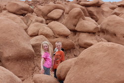 Emma and Aedin Richardson in Goblin Valley