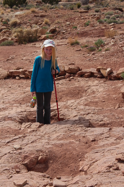 Emma in dinosaur track