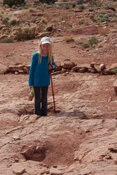 Emma in dinosaur track