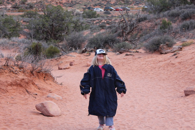 Sarah on trail to Double Arch