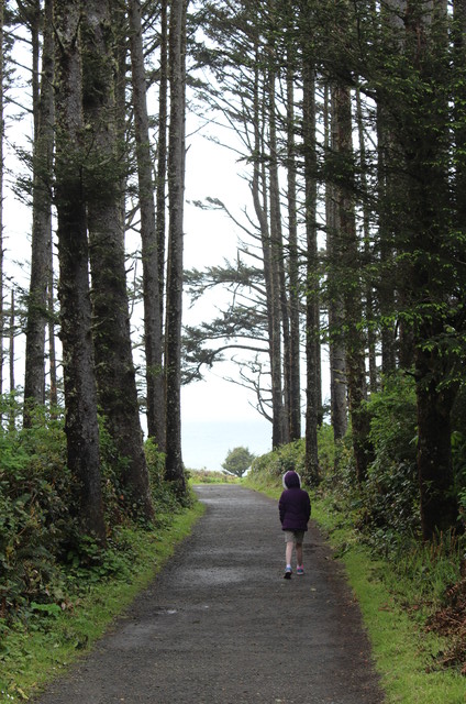 Emma walking out to North Head Lighthouse