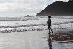 Sarah on Indian Beach at Ecola State Park