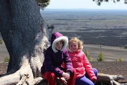 Emma and Sarah on Inferno Cone at Craters of the Moon
