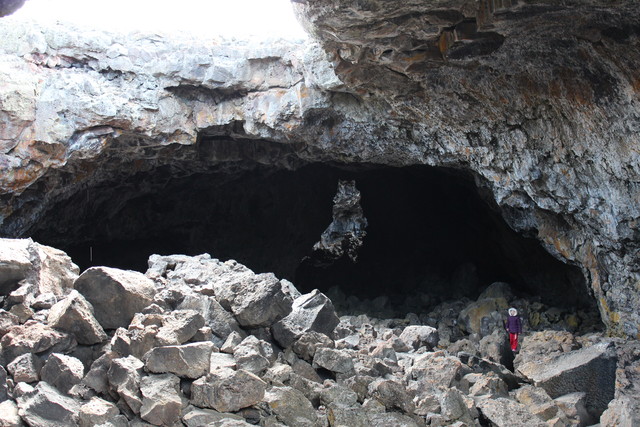 Emma in Indian Cave in Craters of the Moon