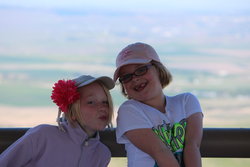 Emma and Sarah overlooking Pendleton, Oregon