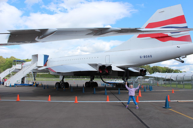 Emma in front of the Concorde