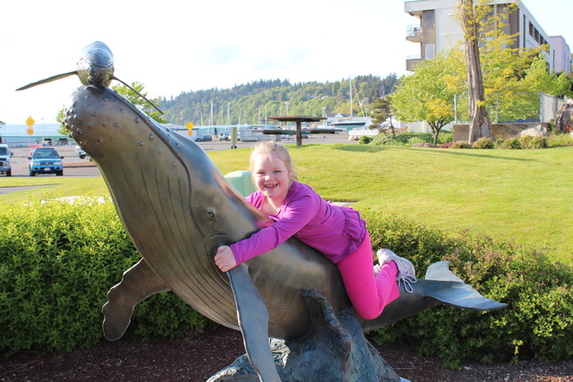 Sarah in front of the Des Moines WA marina
