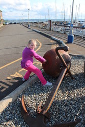 Sarah in front of the Des Moines WA marina