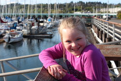 Sarah in front of the Des Moines WA marina