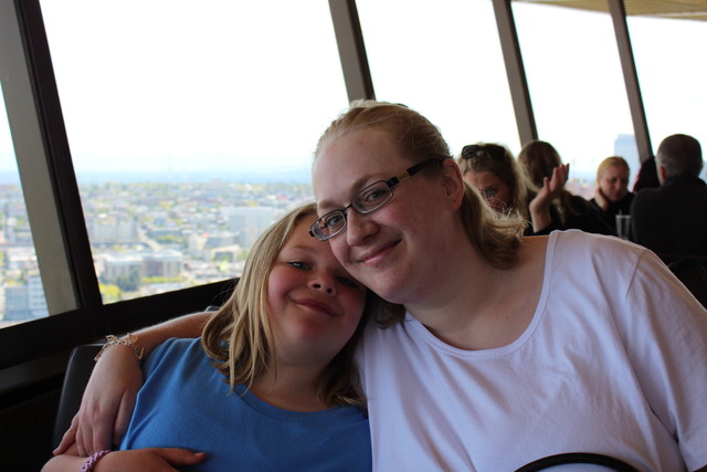 Sarah and Camille in the Space Needle Restaurant