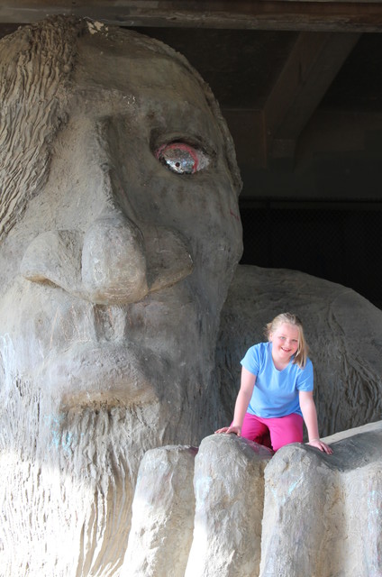 Sarah by the Fremont Troll in Seattle