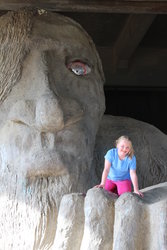 Sarah by the Fremont Troll in Seattle