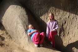 Emma and Sarah by the Fremont Troll in Seattle