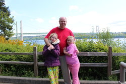 Emma, Steve, and Sarah in front of "Sturdy Gertie"