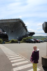 Emma in front of USS Constellation