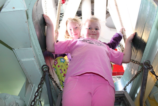 Emma and Sarah aboard USS Turner Joy