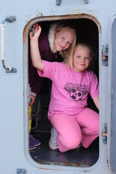 Emma and Sarah aboard USS Turner Joy