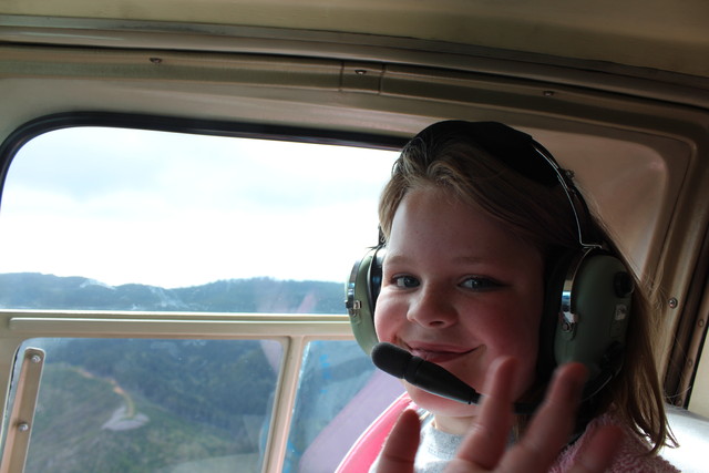 Sarah aboard helicopter in Seaside, OR