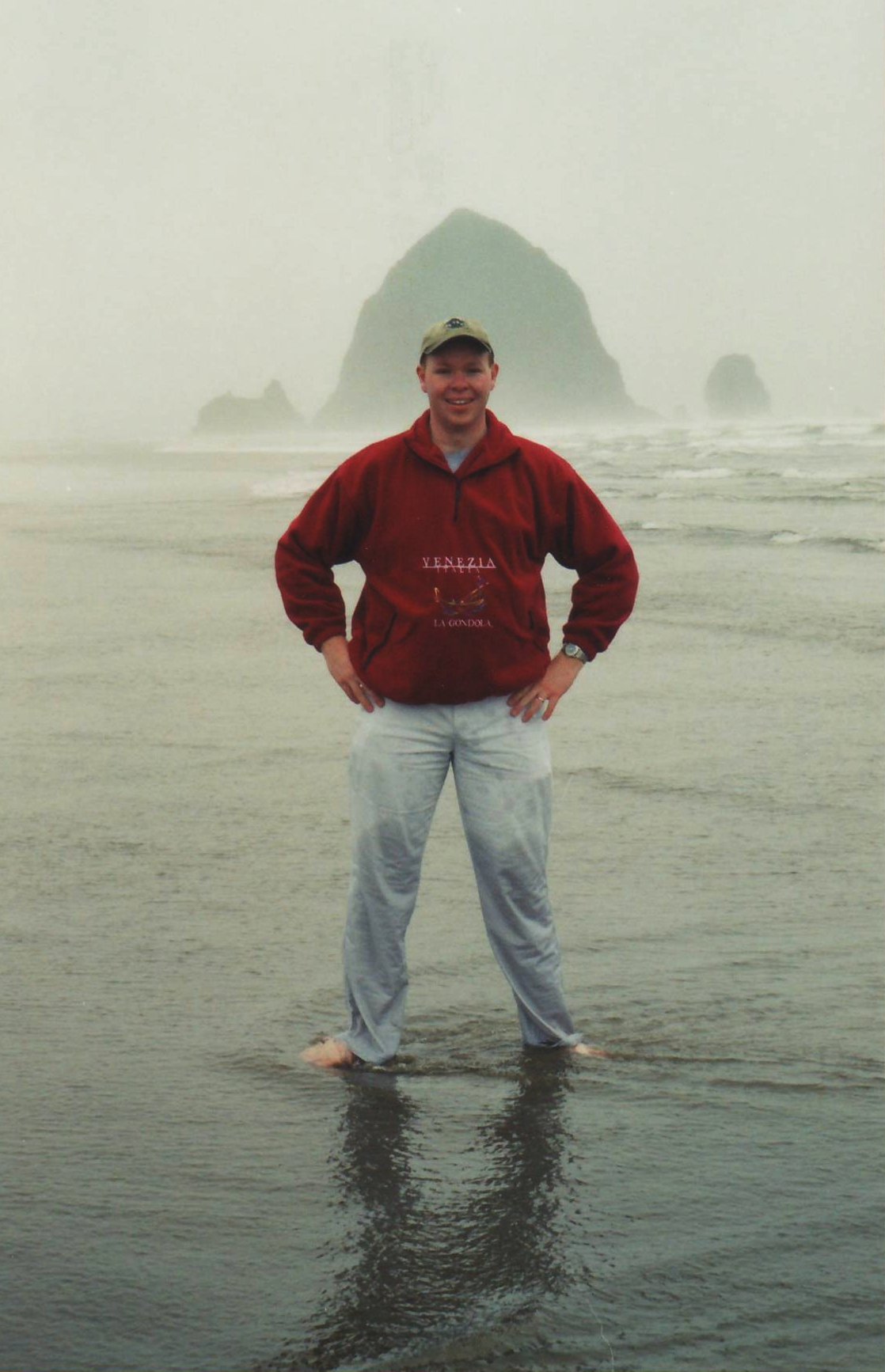 Steve at Cannon Beach with Haystack Rock in background