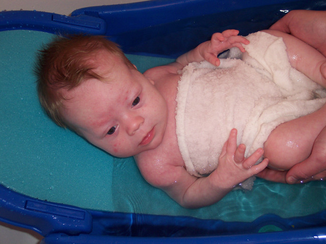 Emma having a bath