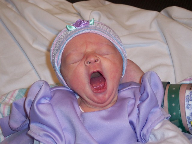 Sarah yawning