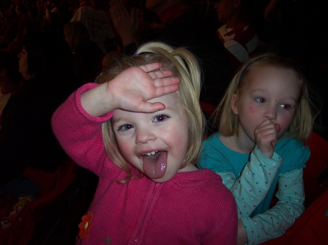 Emma and Sarah in Huntsman Center for Utah - TCU game