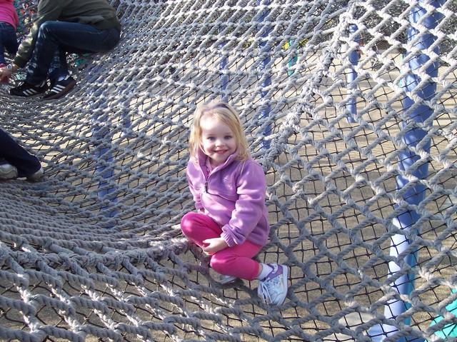 Sarah climbing through nets at Sea World