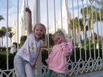 Sarah and Emma striking a pose at the San Diego Temple