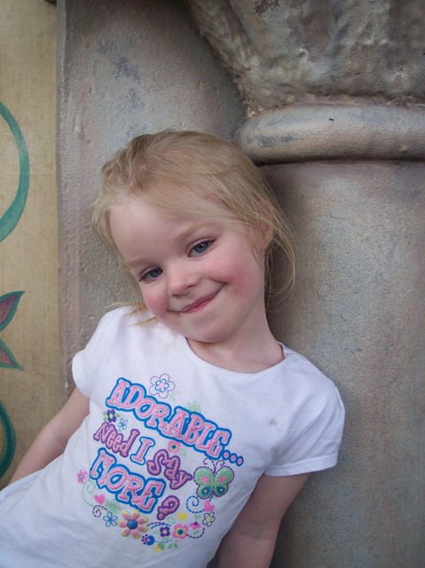 Sarah waiting to meet the princesses at Disneyland