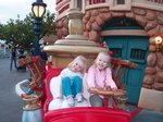 Sarah and Emma in a fire truck in Toon Town at Disneyland