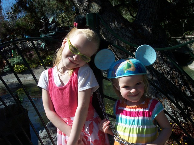 Sarah and Emma waiting in line to meet the fairies at Disneyland