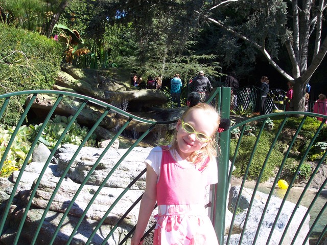 Emma waiting in line to meet the fairies at Disneyland