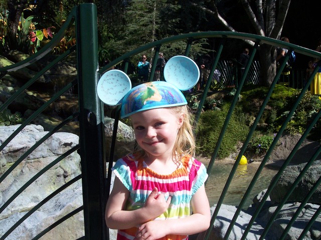 Sarah waiting in line to meet the fairies at Disneyland