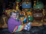 Sarah eating  Pooh's honey at Disneyland