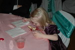 Sarah licking the plate clean at Michael & Jillian's Wedding