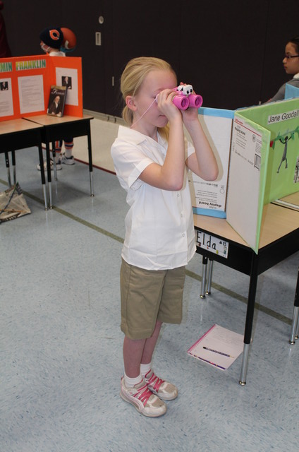 Emma as Jane Goodall for her school's "Wax Museum"