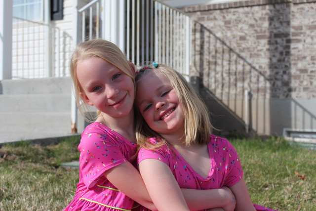 Emma and Sarah on Easter Morning