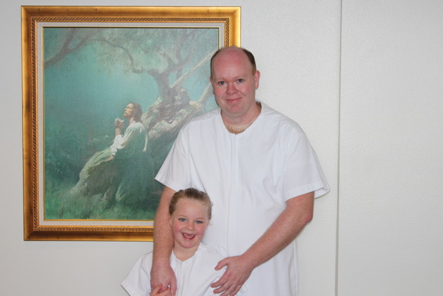 Sarah with Steve on her baptism day