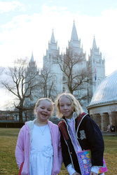 Emma and Sarah at Temple Square