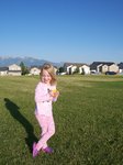 Emma flying kite at park