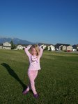 Emma flying kite at park